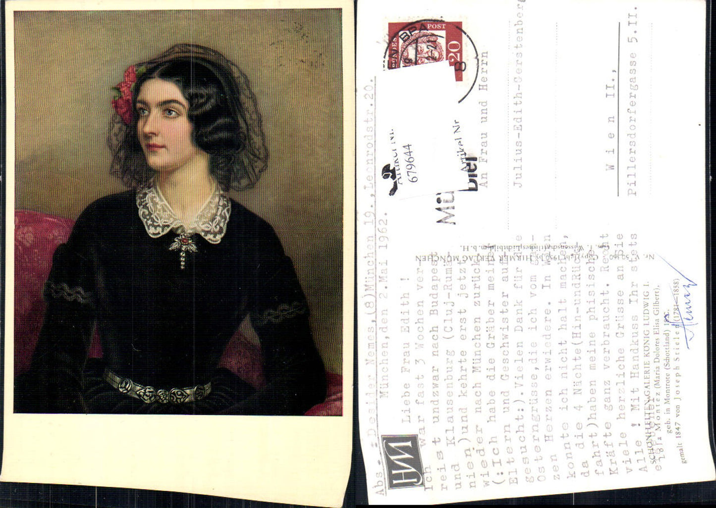 679644 Künstler AK Joseph Stielen Lola Montez Maria Dolores Elisa Gilbert