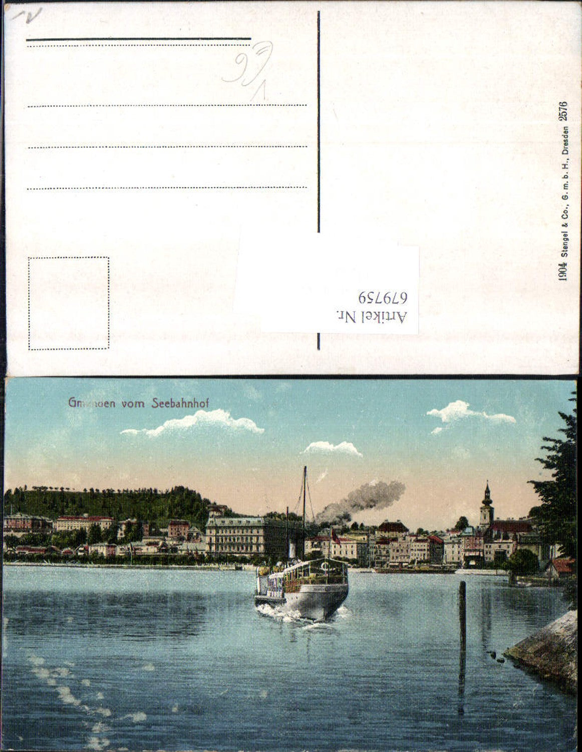 679759 Gmunden am Traunsee Dampfer Schiff Seebahnhof 1904