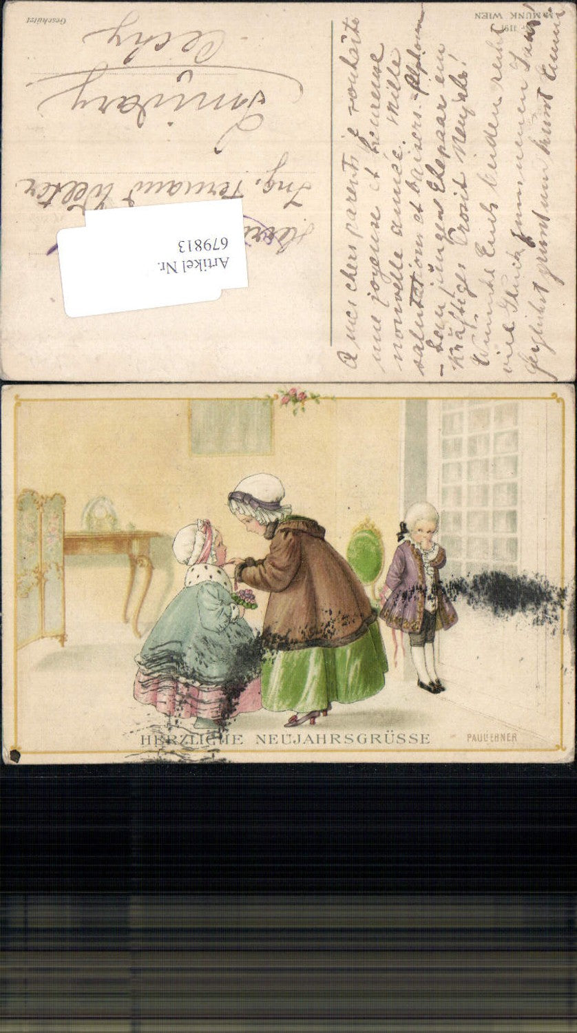 679813 Künstler AK Pauli Ebner Neujahr Kinder pub Munk Vienne 1191