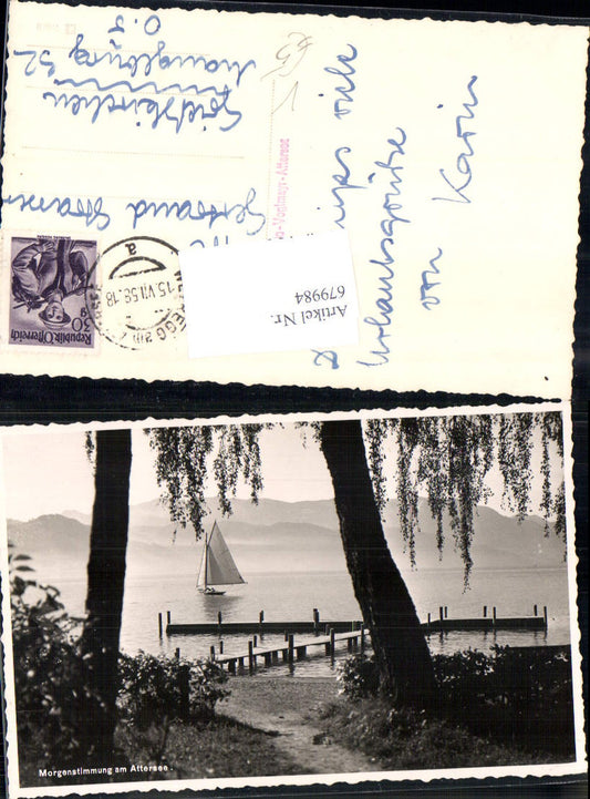 679984 Morgenstimmung am Attersee Segelboot Steg pub Vogmayr