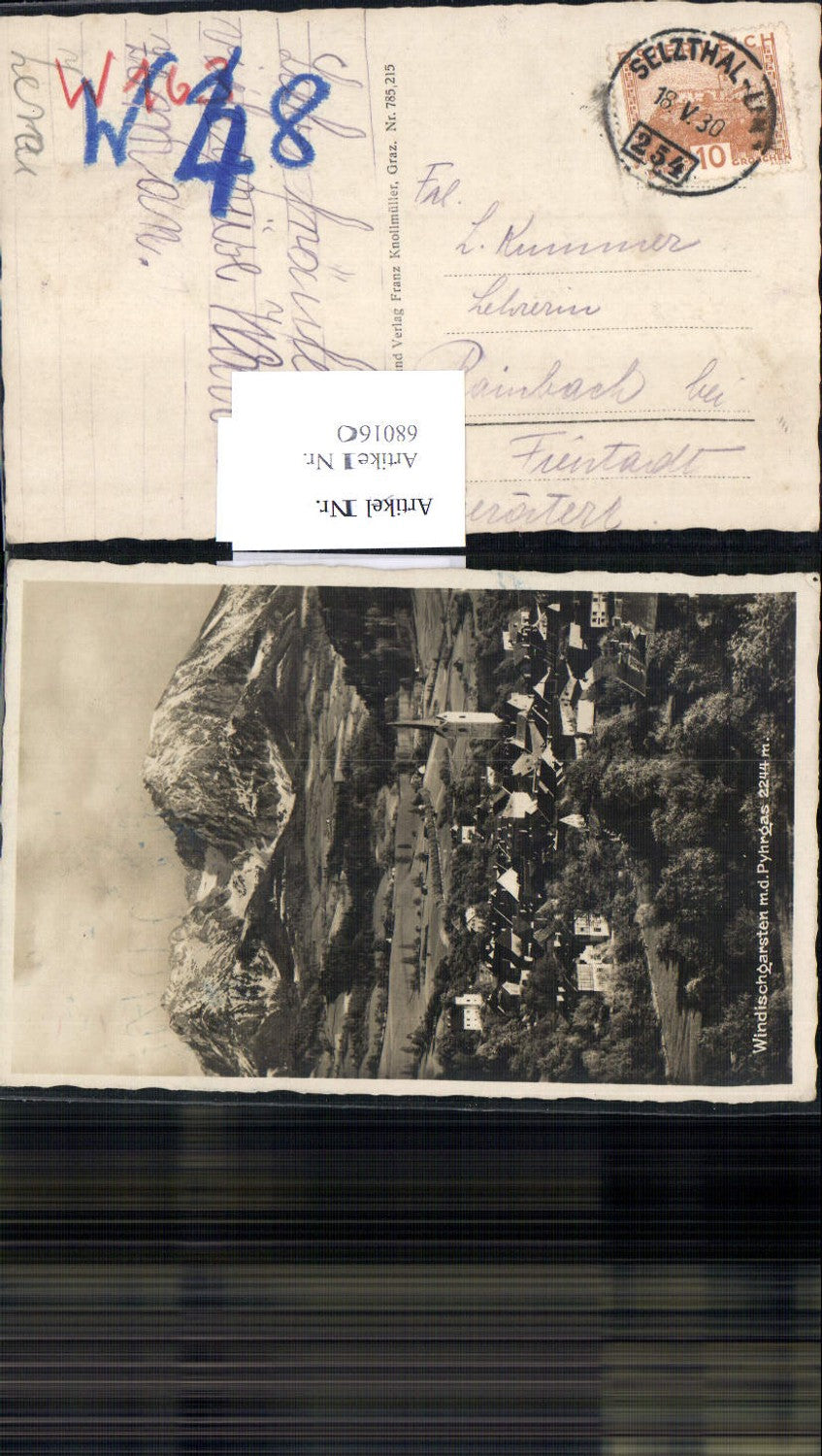 680160 Windischgarsten m. Pyhrgas Bahnpost Zug 254 Selzthal Linz