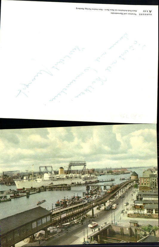 680754 Riesen AK 22X20cm Hamburg Hafen Vorsetzen Überseebrücke Schiff Hochseeschiff