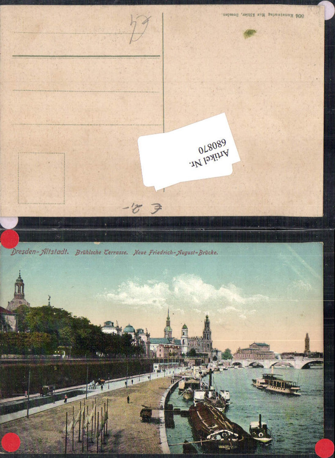 680870 Altstadt-Dresden Brühlsche Terrasse Terrassenufer Elbe Brücke Landungsplatz Dampfer