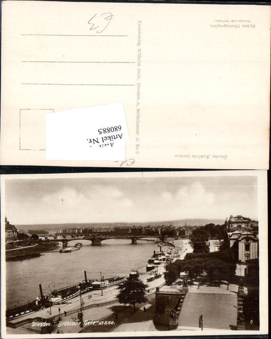 680885 Altstadt-Dresden Brühlsche Terrasse Terrassenufer Elbe Brücke Landungsplatz Dampfer