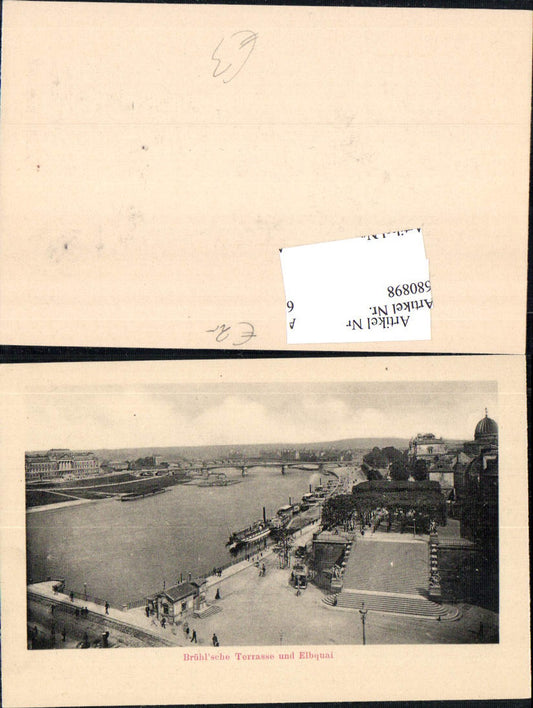 680898 Altstadt-Dresden Brühlsche Terrasse Terrassenufer Elbe Brücke Landungsplatz Dampfer