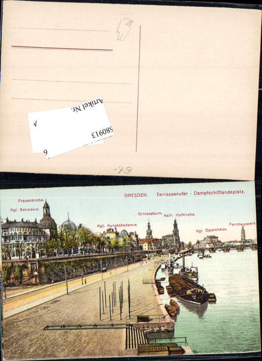 680913 Altstadt-Dresden Brühlsche Terrasse Terrassenufer Elbe Brücke Landungsplatz Dampfer