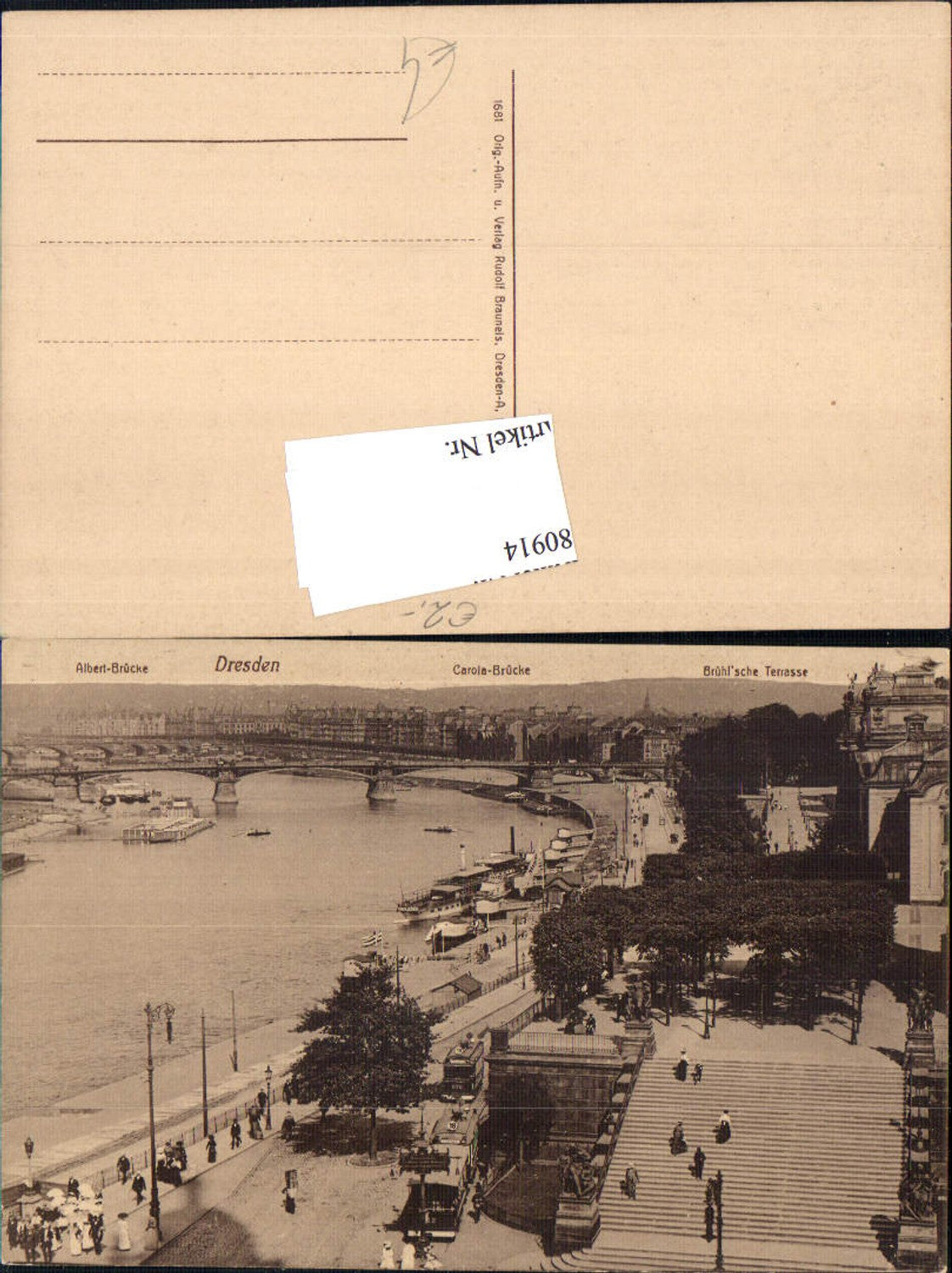 680914 Altstadt-Dresden Brühlsche Terrasse Terrassenufer Elbe Brücke Landungsplatz Dampfer