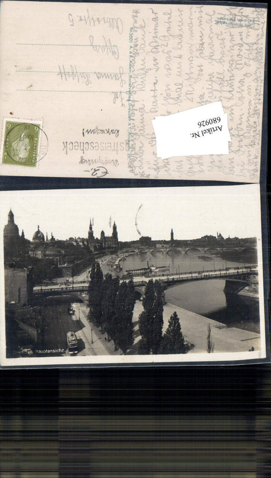 680926 Altstadt-Dresden Brühlsche Terrasse Terrassenufer Elbe Brücke Landungsplatz Dampfer