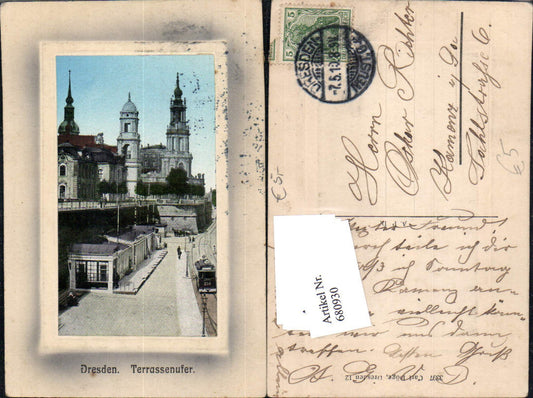 680930 Präge Passepartout AK Altstadt-Dresden Brühlsche Terrasse Terrassenufer