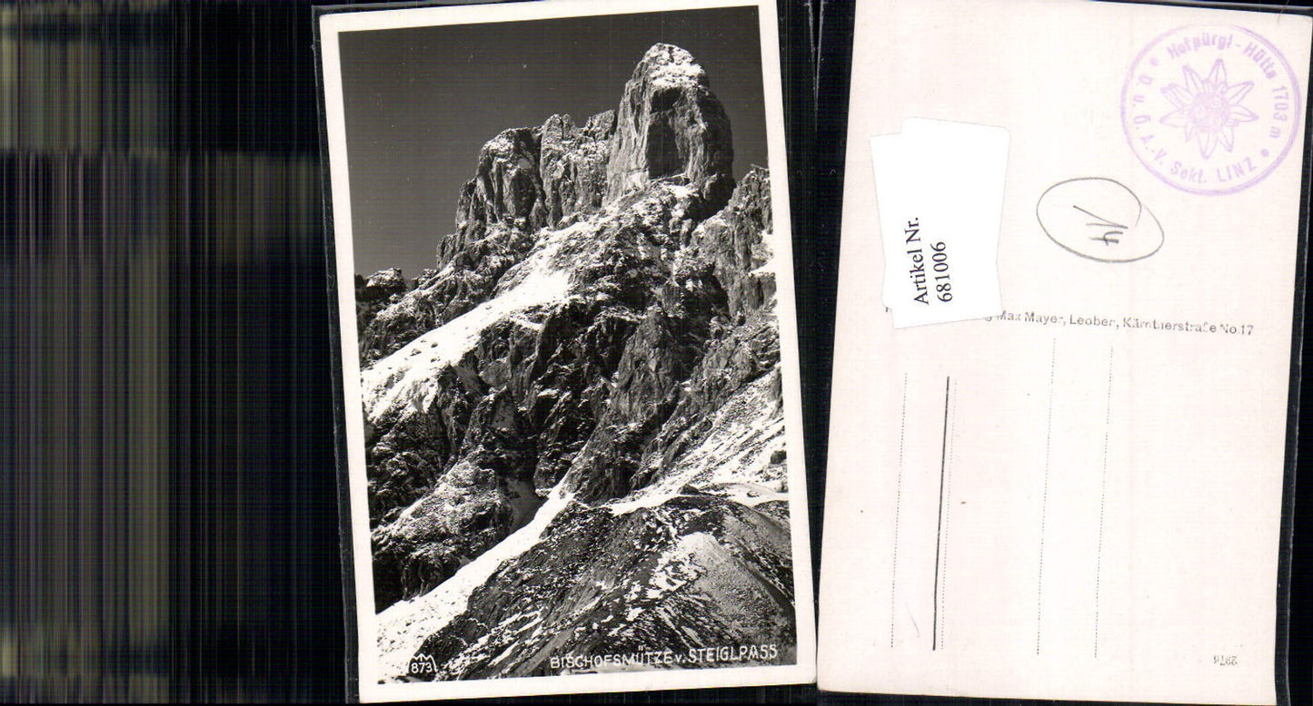 681006 Bischofsmütze Dachstein Steiglpass Gosau pub Max Mayer 873