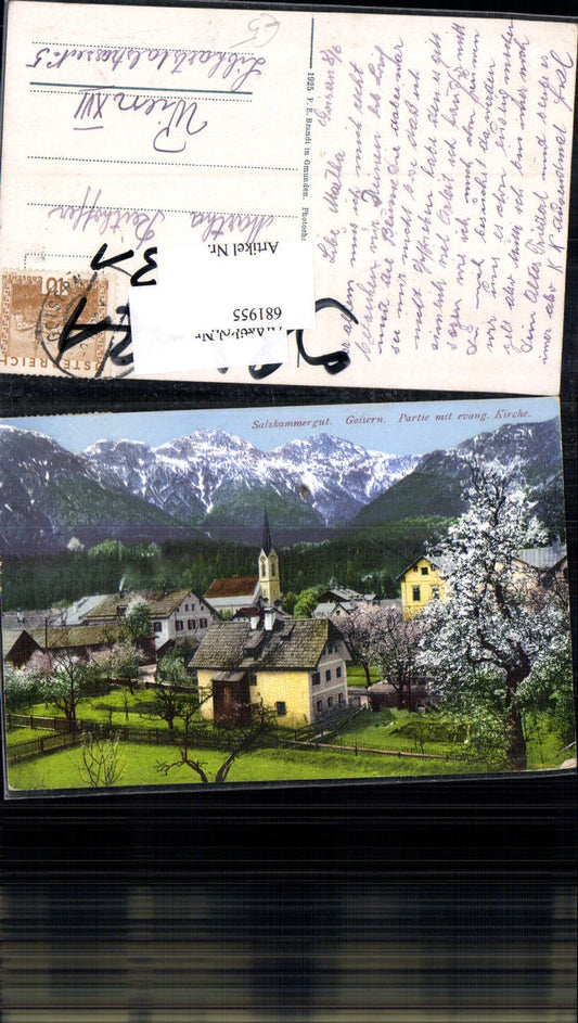 681955 Goisern Partie an d. Evangelischen Kirche pub Brandt 1372