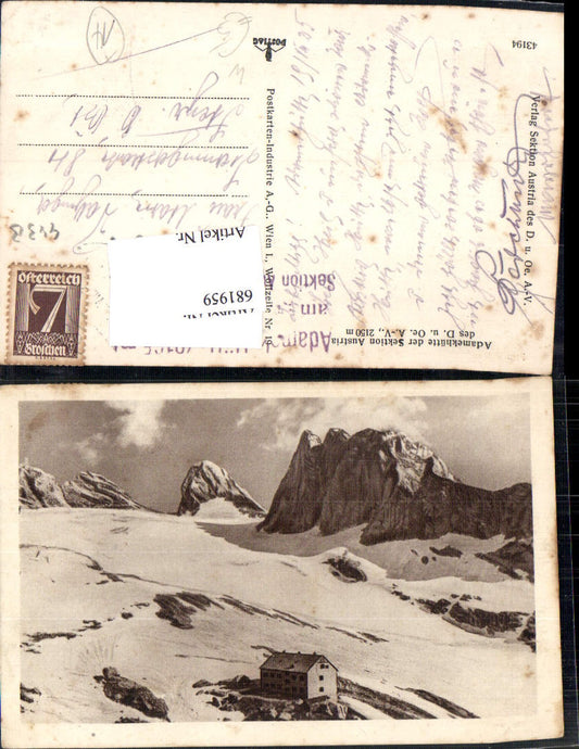 681959 Adamekhütte Gosau Hüttenstempel Stempel Adameckhütte