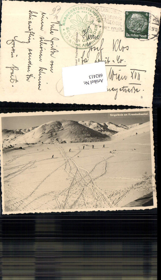 682413 Foto-AK Ebensee Skigelände am Kranabethsattel Skifahrer Ski