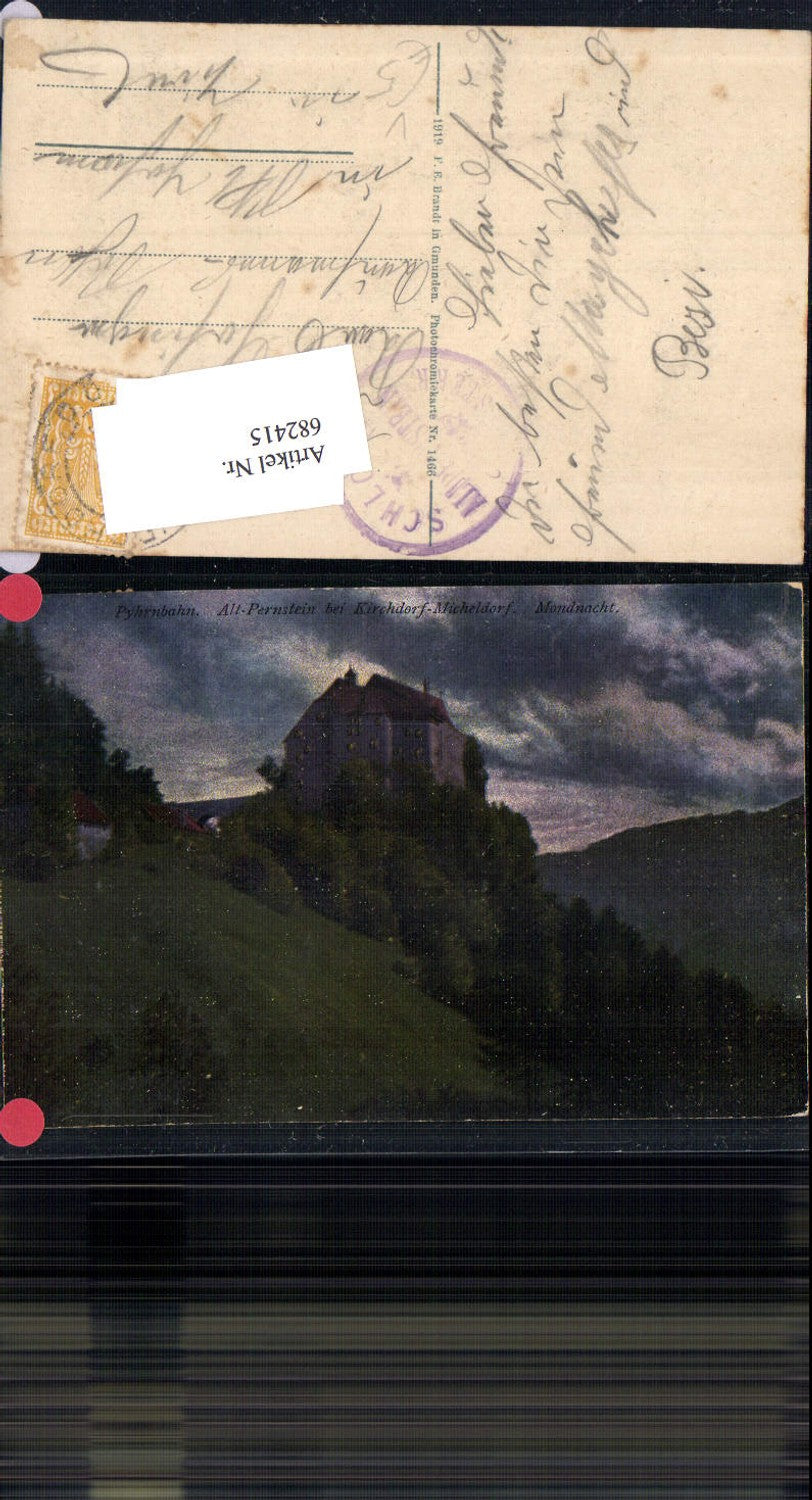 682415 Pyhrnbahn Alt- Pernstein Kirchdorf Micheldorf Mondnacht pub Brandt 1466