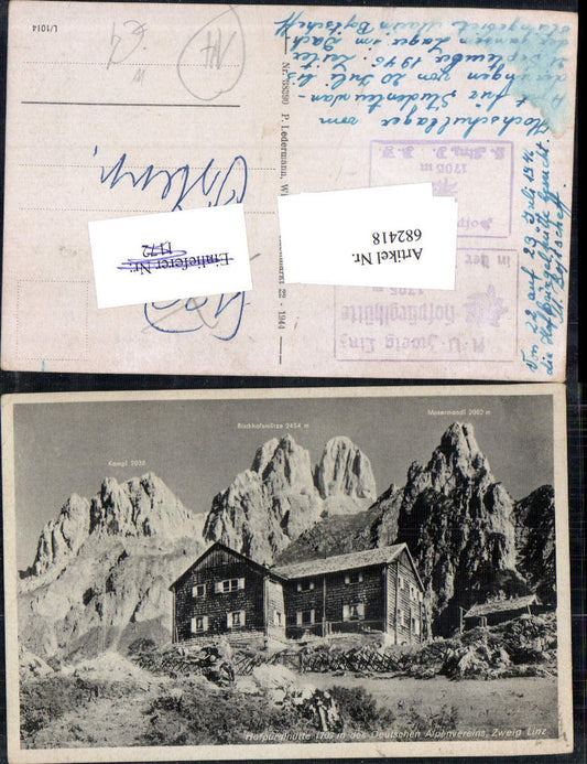 682418 Hofpürglhütte b. Gosau Bischofsmütze Mosermandl Hüttenstempel Stempel