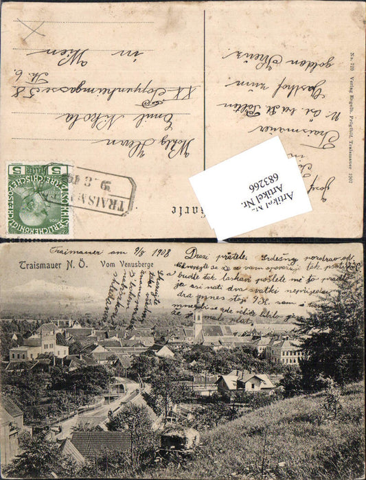 683266 Traismauer vom Venusberge 1908 Kastenstempel