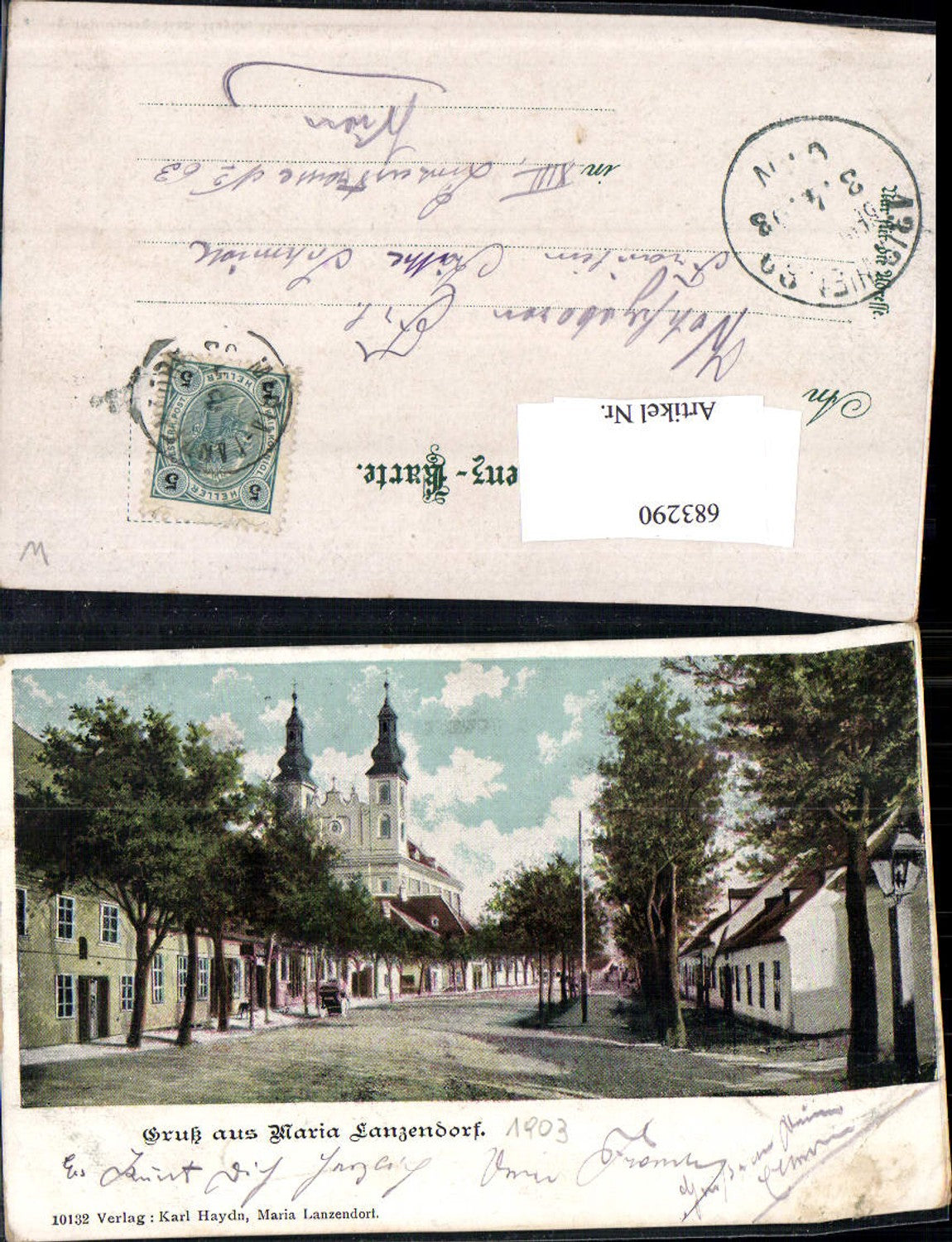 683290 Gruss aus Maria Lanzendorf 1903 Straßenansicht