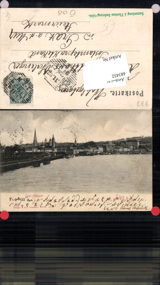683432 Linz an der Donau Quai Anlagen pub Stengel & Co. 3725 Sammlerstempel J. Thomas Sachrang