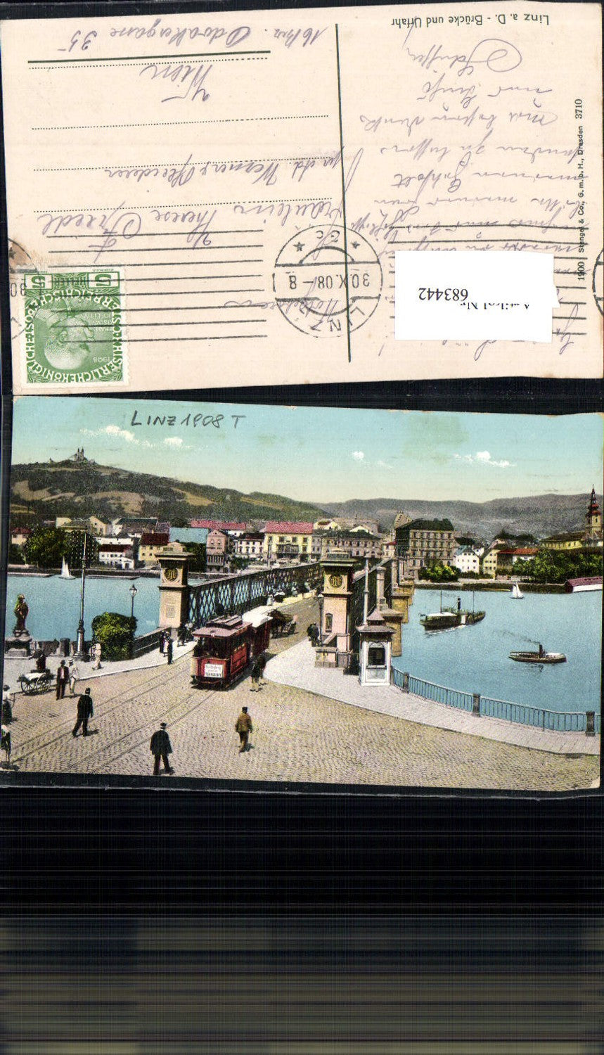 683442 Linz an der Donau Brücke m. Urfahr Tram Straßenbahn Tramway