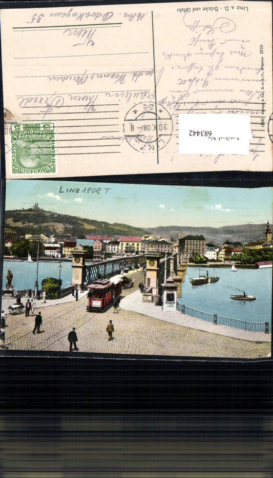 683442 Linz an der Donau Brücke m. Urfahr Tram Straßenbahn Tramway