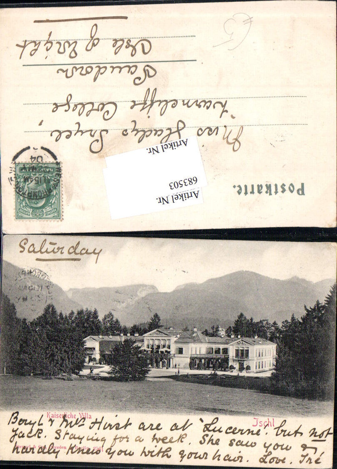 683503 Salzkammergut Bad Ischl Kaiserliche Villa 1899 pub Stengel & Co. 2561