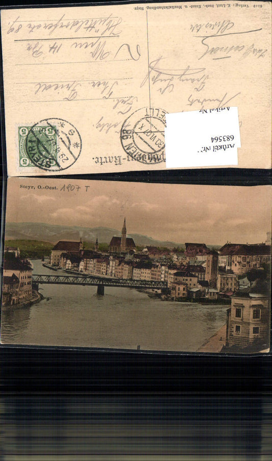 683564 Steyr Brücke Partie 1907 pub K. Lintl