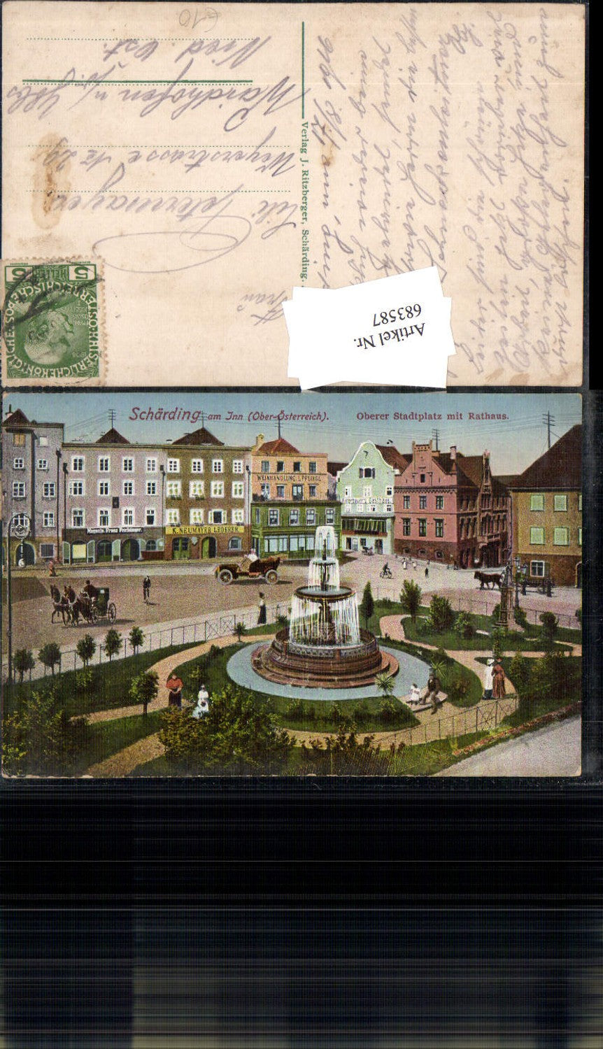 683587 Schärding am Inn Oberer Stadtplatz m. Rathaus Brunnen n. Waidhofen a.d. Ybbs