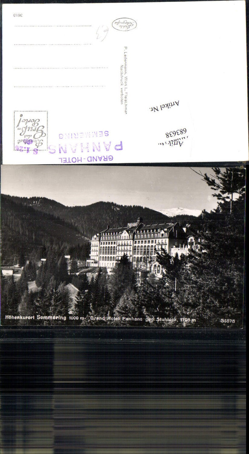 683638 Semmering Hotel Panhans with stamp