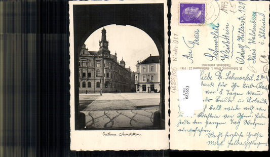 683653 Photo AK Amstetten Town Hall gel. Biały Kamień Weißstein Waldenburg Silesia