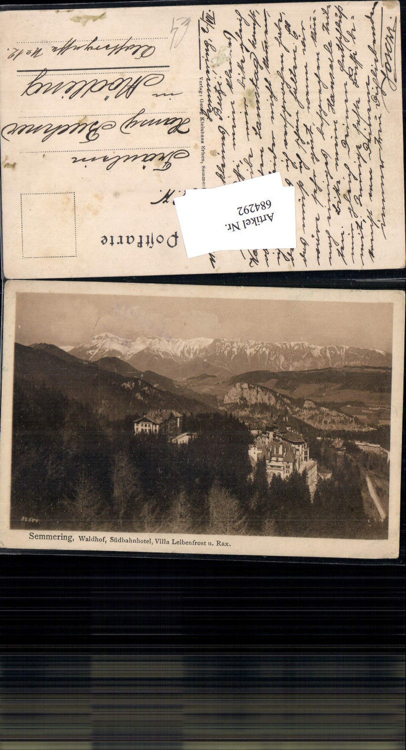 684292 Semmering Waldhof Südbahnhotel Villa Leibenfrost u. Rax