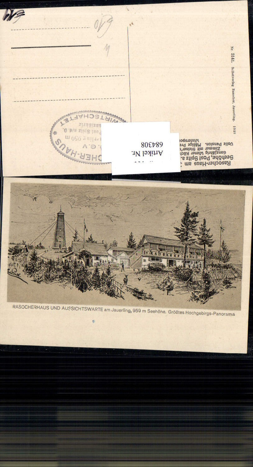 684308 Künstler AK Erwin Pendl Spitz an der Donau Jauerling Rasocherhaus Aussichtswarte Turm Aussichtsturm