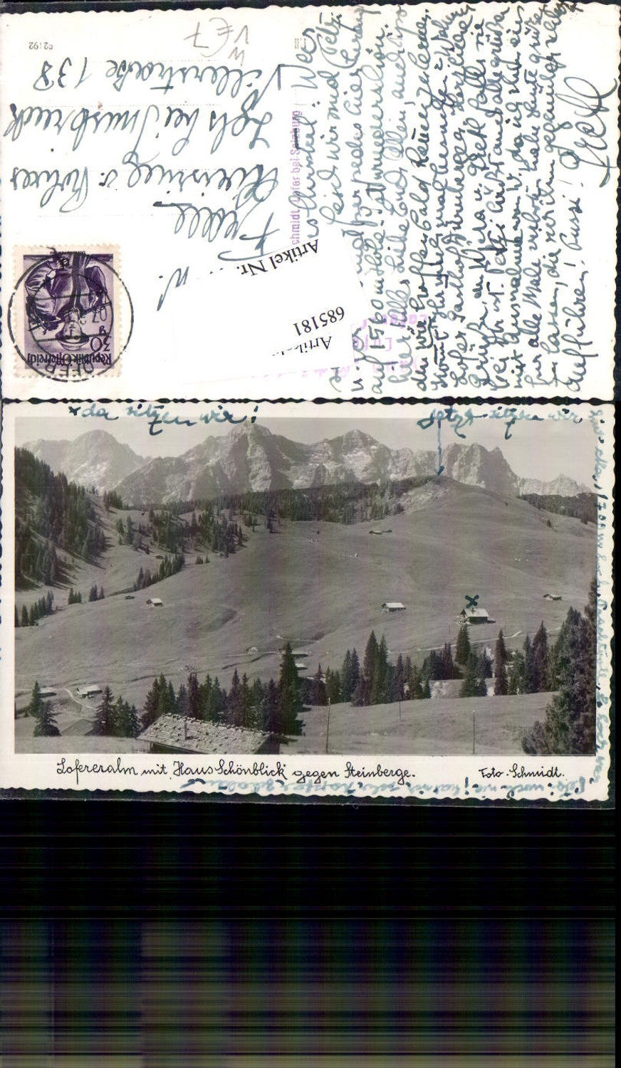 685181 Foto-AK Lofereralm Haus Schönblick bei Lofer pub Schmidt