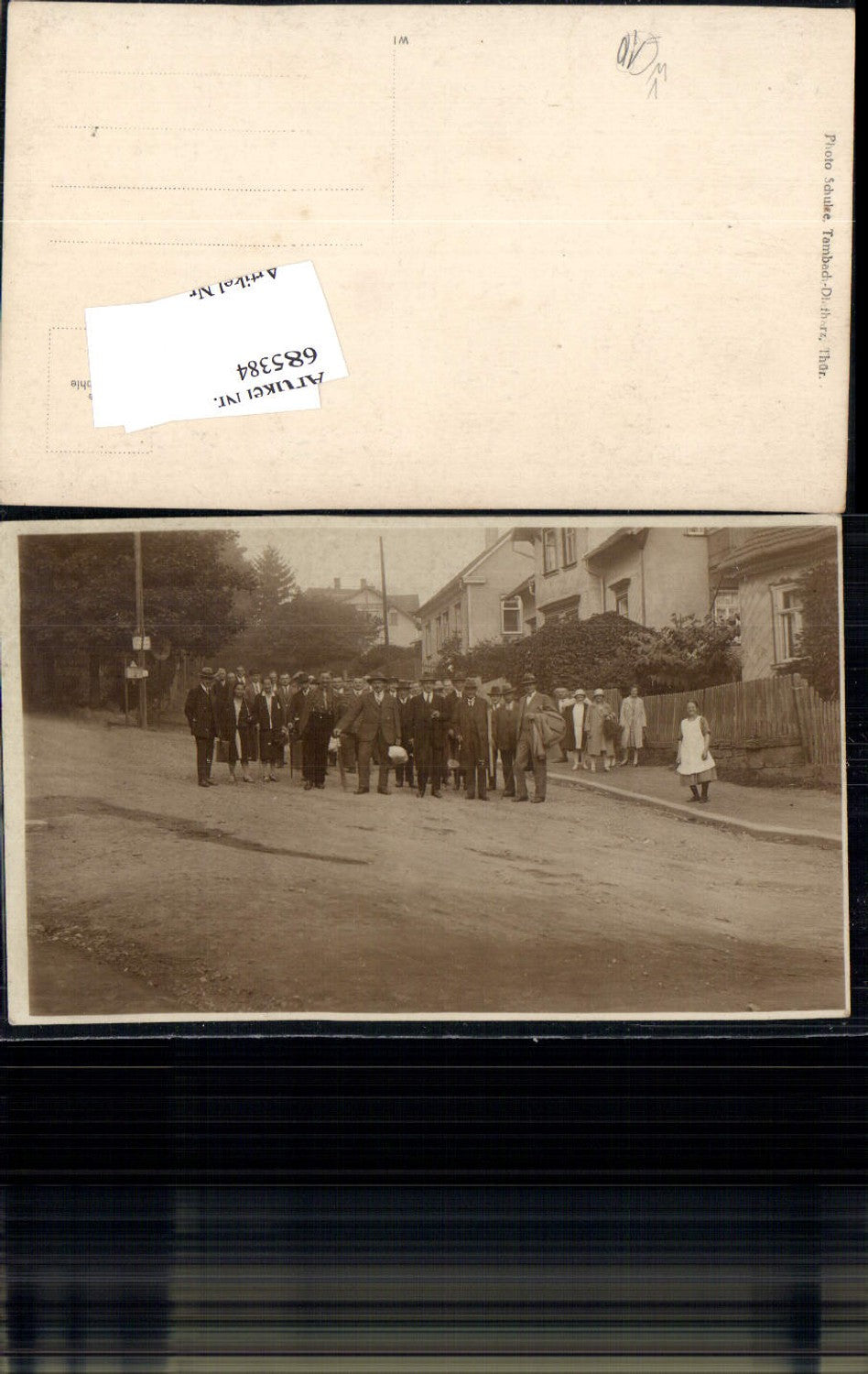 685384 rare photo postcard Tambach Dietharz people street view pub Photo Schulze Tambach