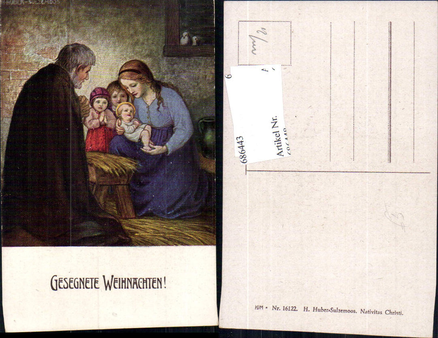 686443 Künstler AK Hans Huber-Sulzemoos Weihnachten Krippe