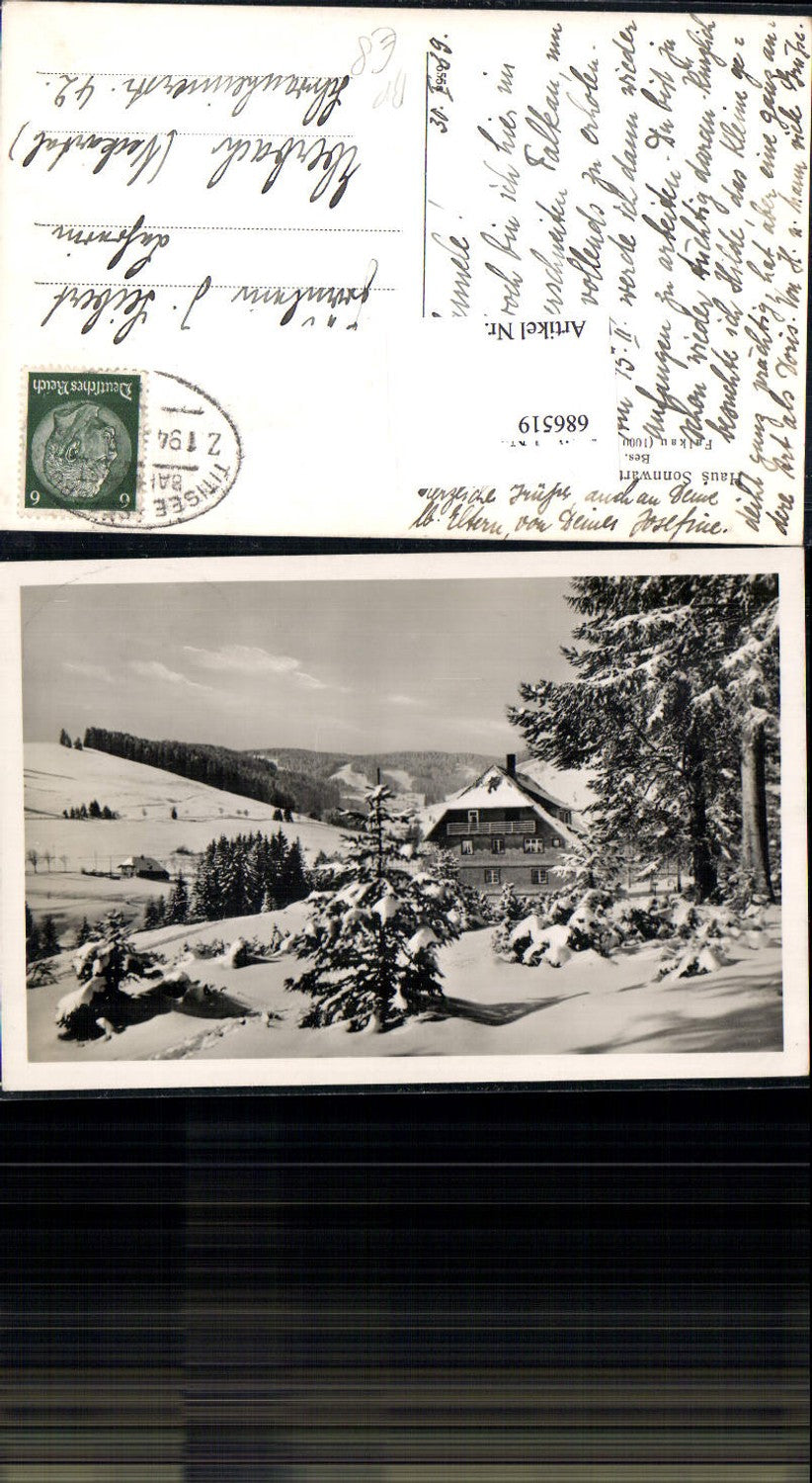 686519 Falkau im Schwarzwald Feldberg Haus Sonnwärts Bahnpost Zug 194 Titisee