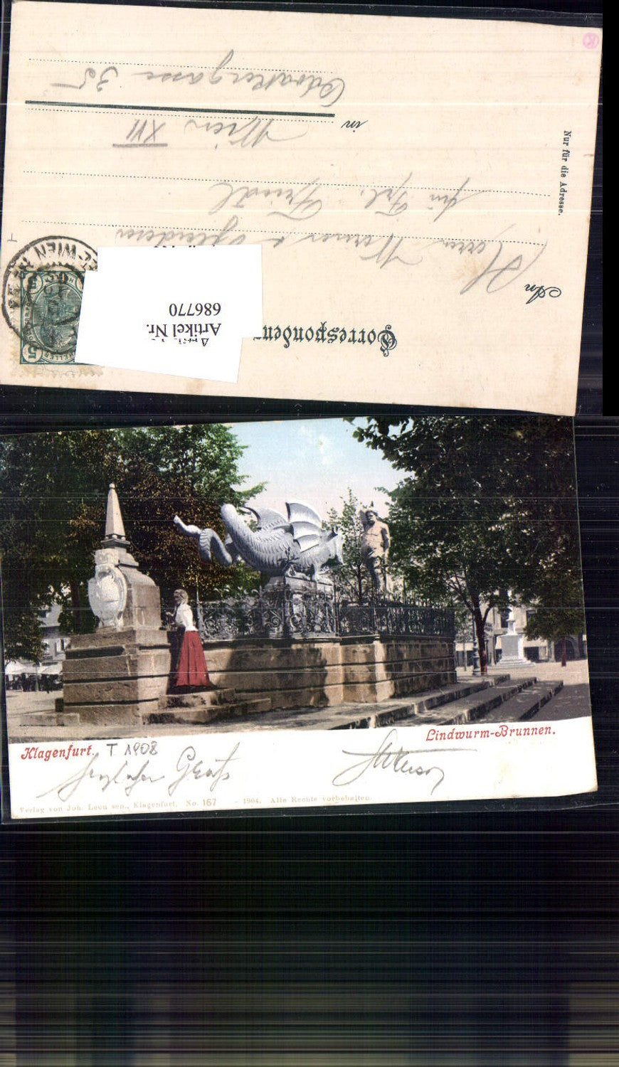 686770 Klagenfurt Lindwurm Brunnen 1908