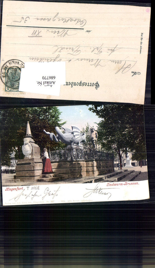686770 Klagenfurt Lindwurm Brunnen 1908