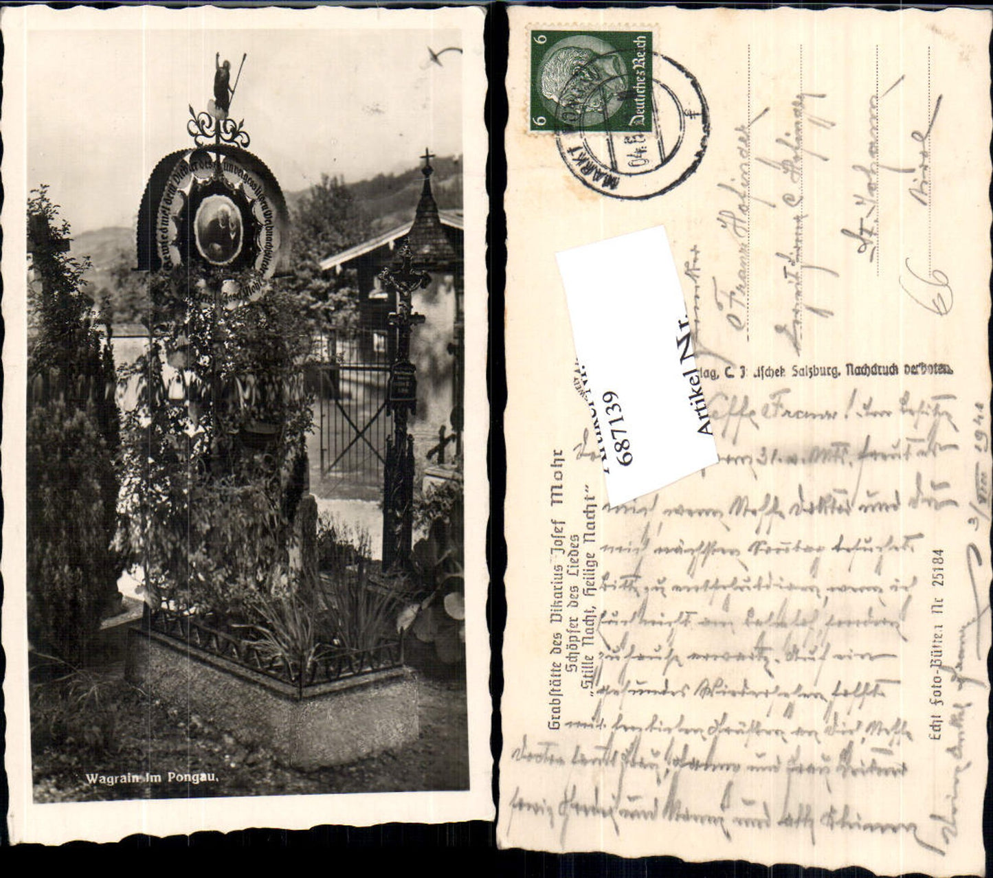 687139 Josef Mohr Pongau St. Johann Wagrain Friedhof Grab