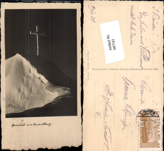 687161 Geiereck am Untersberg Gipfelkreuz Kreuz Lofer Unken 1930