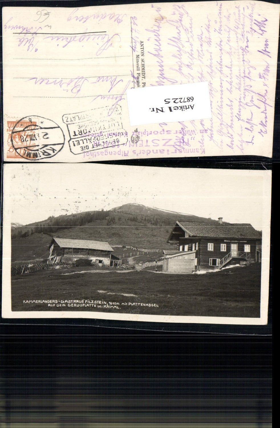 687225 Kammerlanders Gasthaus Filzstein bei Krimml Plattenkogel Gerlosplatte