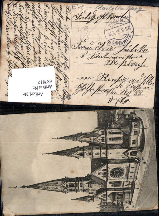 687812 Lankwitz Berlin Charlottenburg Feldpost n. Riesa a.d. Elbe 1915