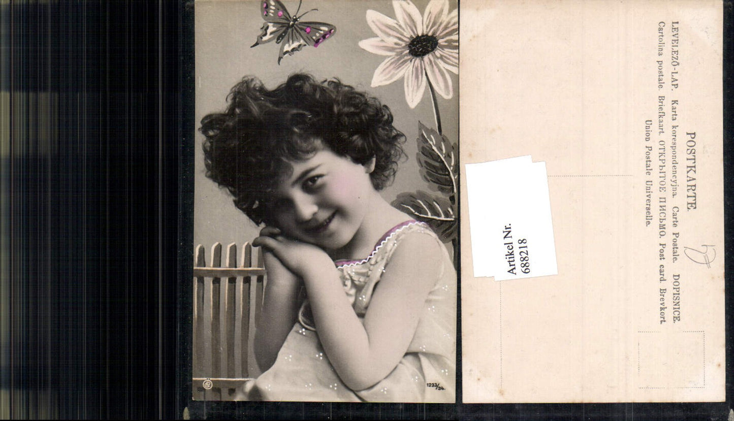 688218 tolle Foto-AK Mädchen Portrait Schmetterling Fotomontage