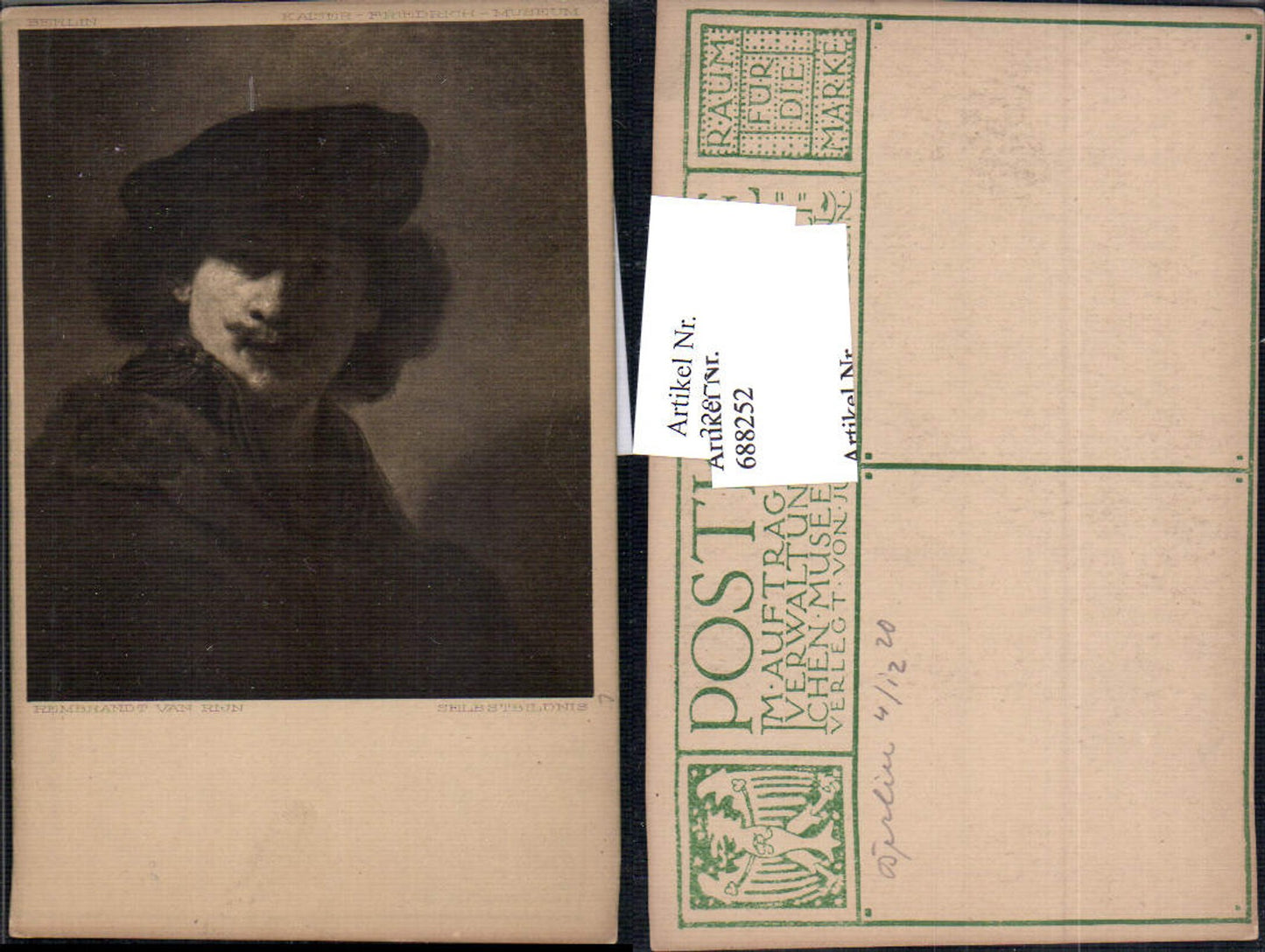 688252 Artist AK Rembrandt Portrait