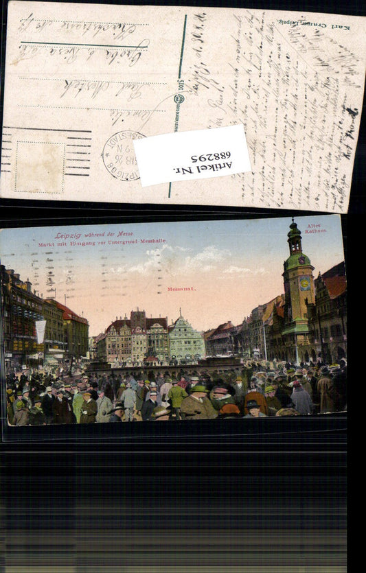 688295 Leipzig Market Square with entrance to the underground exhibition hall, Town Hall, Gröba Riesa