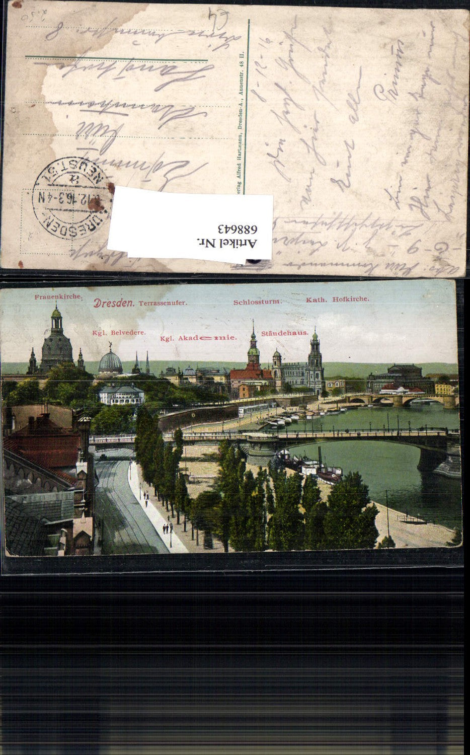 688643 Dresden Altstadt Elbufer Dampfschifflandeplatz Terrasse Brücke Hofkirche