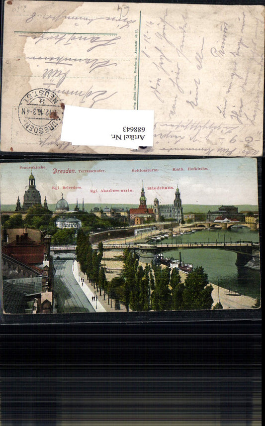 688643 Dresden Altstadt Elbufer Dampfschifflandeplatz Terrasse Brücke Hofkirche