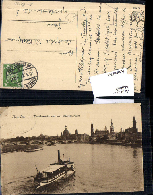688689 Dresden Marienbrücke Blick Dampfer auf Elbe