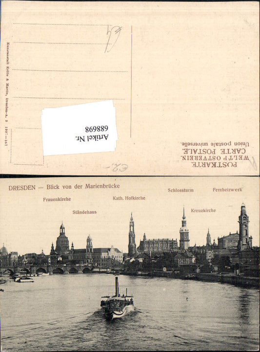 688698 Dresden Dampfer Elbe Frauenkirche Ständehaus Hofkirche Fernheizwerk