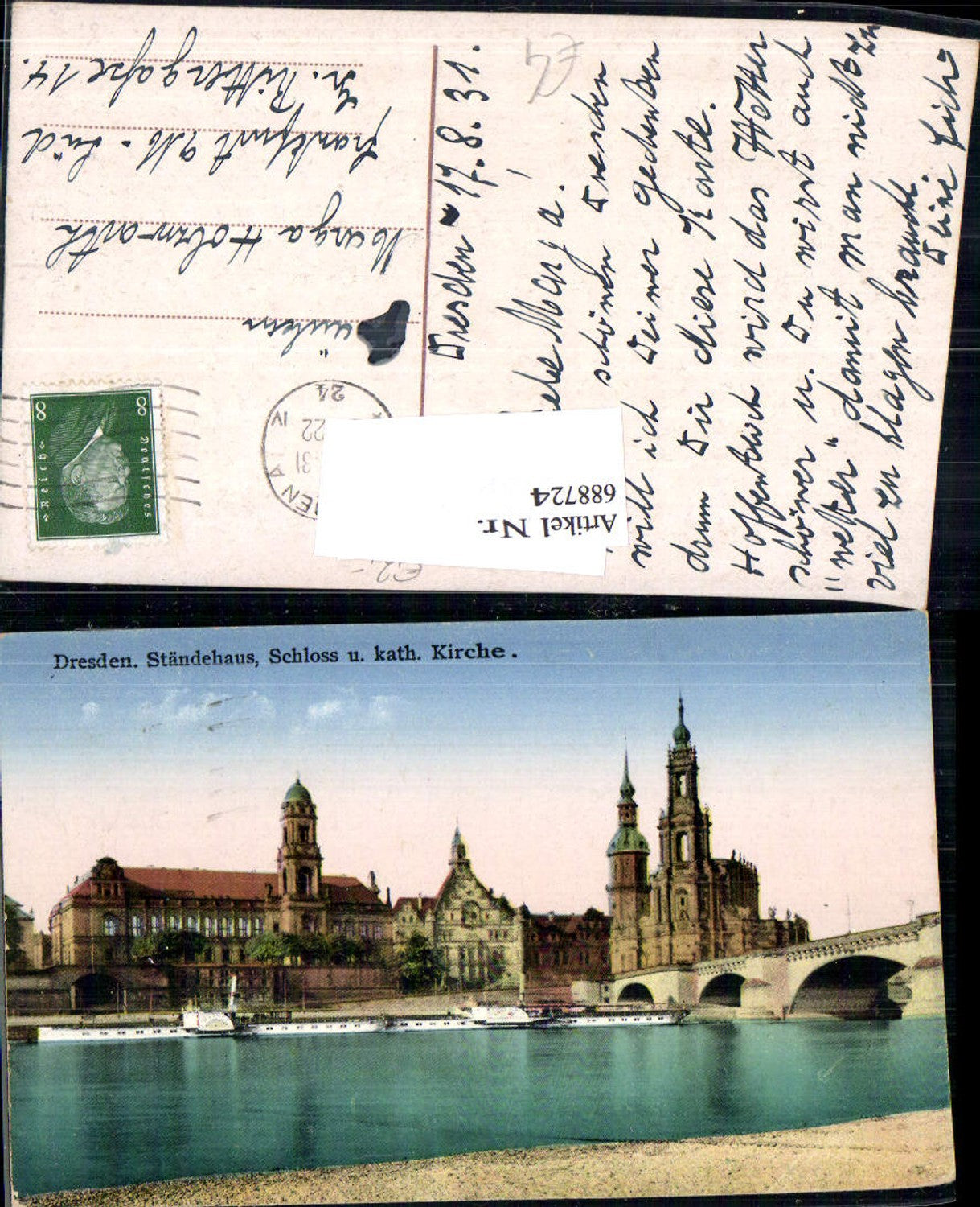 688724 Dresden Ständehaus Schloss Kirche Elbe Dampfer Rathen