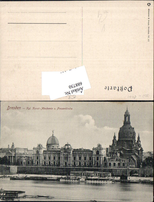 688730 Dresden Frauenkirche Kgl. Kunst-Akademie Dampfer pub Römmler & Jonas